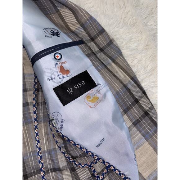 Sieg Madagascar men's sz. S plaid blazer. New w/out tags. Fabulous item - Picture 6 of 8